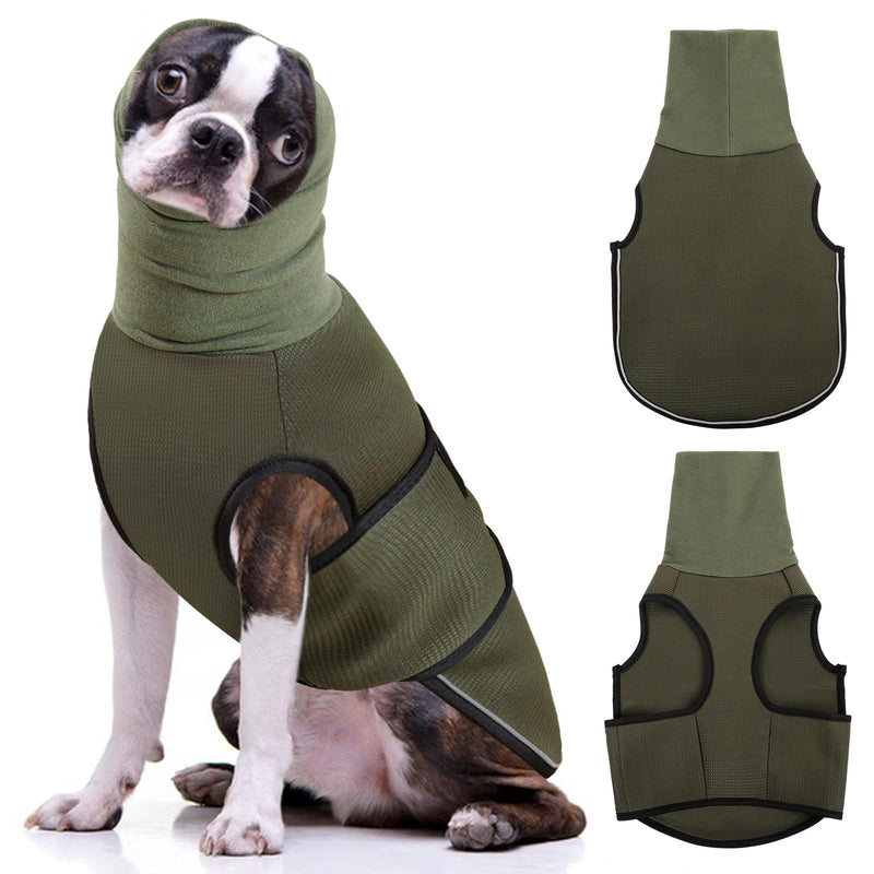 AOFITEE Dog Anxiety Jacket, Dog Thunder Jacket Dog Anxiety Calming Hoodie Medium, Dog Calming Shirt for Fireworks, Thunder, Separation, Dog Hoodies for Noise Block & Ear Protection Recovery, M Army Green - PawsPlanet Australia