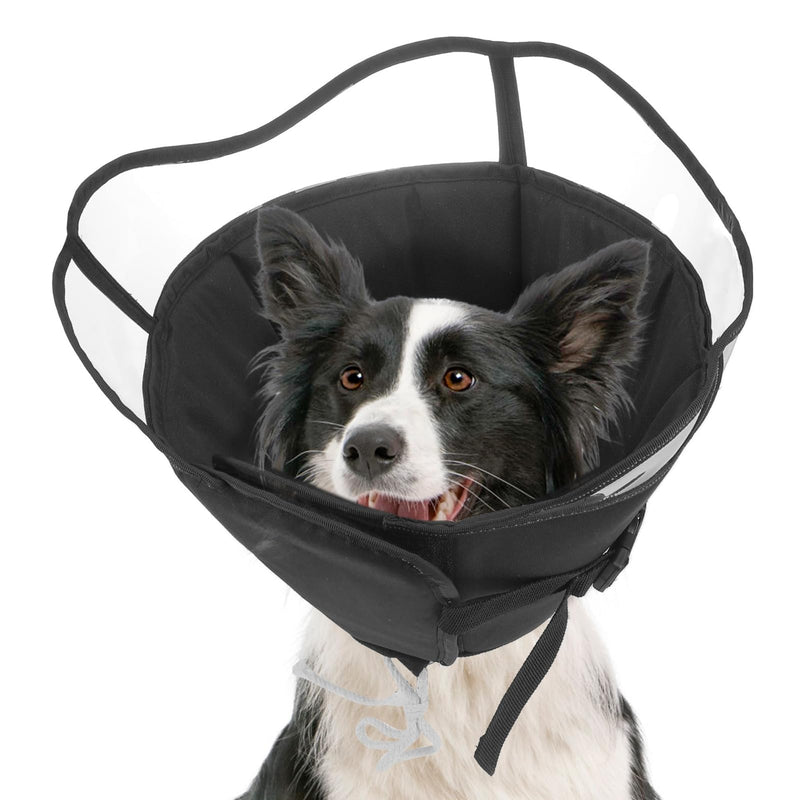 SCENEREAL Dog Cone for Dogs After Surgery, Adjustable Dog Cone Collar Alternative to Stop Licking for Wound Care, Spay, Neuter, Soft Recovery Cone for Medium Large Size Dog, E-Collar Neck Collar XL (Neck: 17.5"-21") Black - PawsPlanet Australia