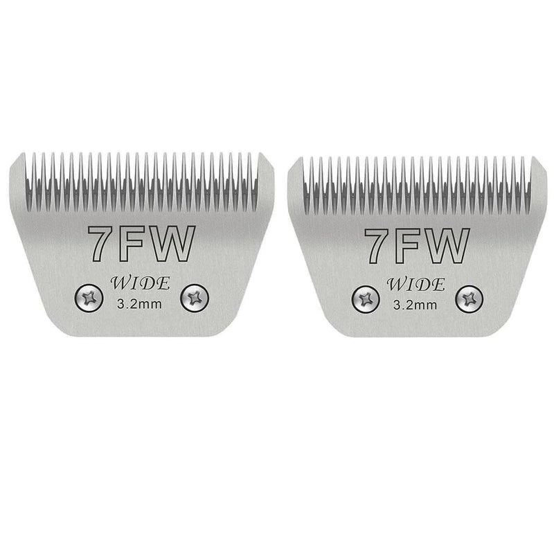 Audoc Wide Blades for Dog Grooming Blades Compatible with Andis,Oster A5,Wahl km10 Dog Clippers Stainless Steel Blades Blades for Animal Dog,Cat,Horse, (#7FW(3.2mm)/2PCS) #7FW(3.2mm)/2PCS