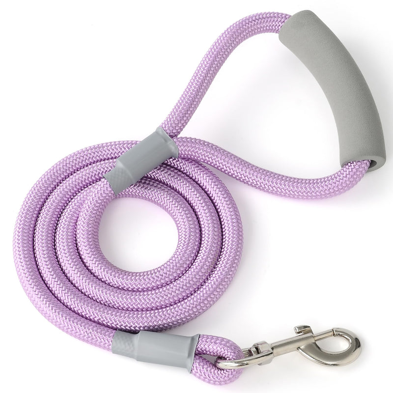 Mile High Life Dog Leash, with Comfortable Padded Handle, Purple Nylon Rope Leash with Steel Tips, Heavy Duty 4 Feet Pet Leashes (Pink,48 Inches) Nylon Rope - Purple - PawsPlanet Australia