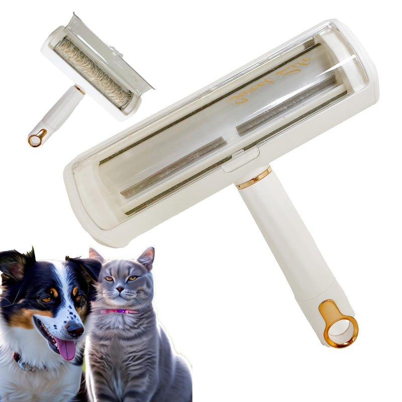 Reusable Pet Hair Remover and Lint Roller - Multi-Surface Fur Removal Tool for Furniture, Couch, Carpet, Clothing, and Bedding - Portable and Efficient, usual, White, S-4143 - PawsPlanet Australia