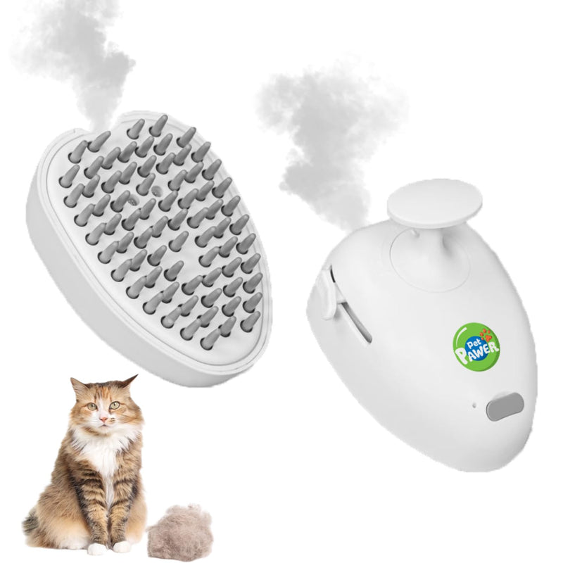 4 in 1 Cat Steam Brush for Shedding, Rechargeable Cat Brush with Steam, Steam Pet Hair Brush for Indoor Cats, Massage, Cleaning, Shedding, Combing & Remove Floating Hair All In One White - Silicone Bristles Standard - PawsPlanet Australia