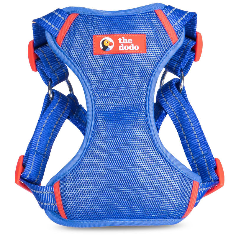 The Dodo Blue Dog Harness - Extra Large; Easy Step-in Harness for Dogs; Breathable Mesh Fabric; Snap-Together, Pinch Release Buckle, Ring for Leash Attachment; Everyday Pet Apparel X-Large - PawsPlanet Australia