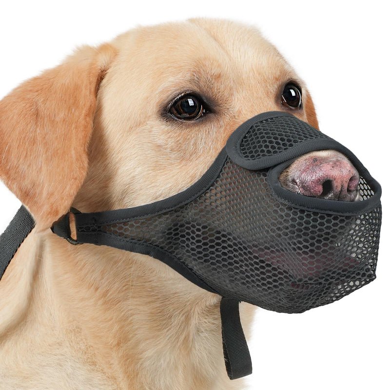 LUCKYPAW Dog Muzzle for Large Medium Small Dogs, Mesh Muzzle for Dog to Prevent Biting Chewing Licking Eating, Soft Dog Muzzle with Front Opening Design for Drinking Panting (Black, L) Black - PawsPlanet Australia