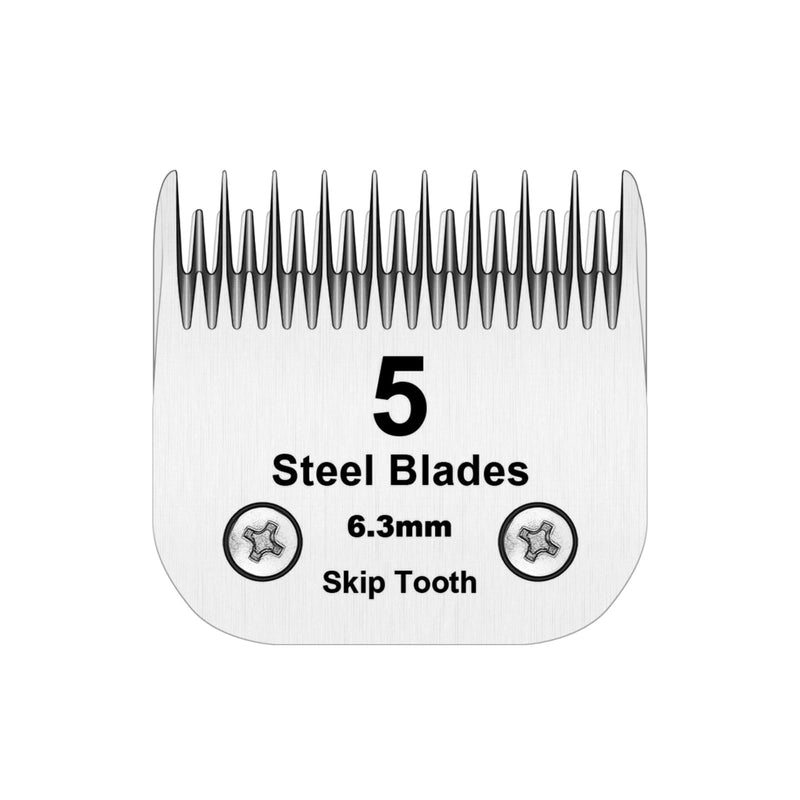 5 Skip Tooth Blades,Detachable Pet Dog Grooming Steel Blade Compatible with Andis,Oster A5,Wahl KM10 Series Clippers,Cut Length 1/4-Inch (6.4mm) 5 Skip Tooth - PawsPlanet Australia