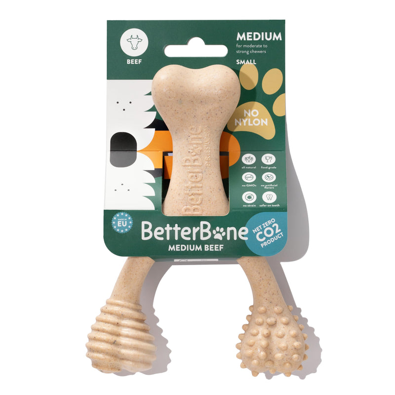 All-Natural, Nylon-Free Dog Chew Toys - Medium Density - Ideal for Moderate to Strong Chewers - Non-Toxic, Promotes Dental Health, Splinter-Resistant, Sustainably Made Beef Small - PawsPlanet Australia