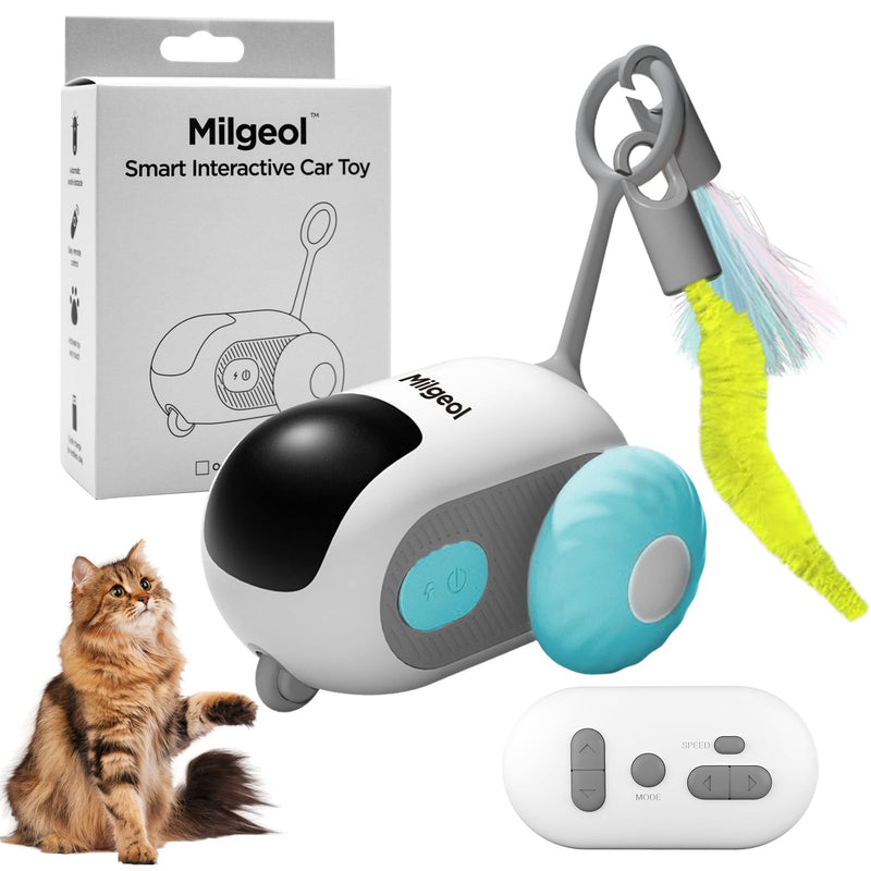 Turbo Tail 3.0, Teazys Cat Toy Turbo Tail, Smart Remote Control Electric Interactive Cats Toy, Type-C Rechargeable Turbo Tail Mouse Cat Toy with Feathers (1pc Blue) 1pc blue - PawsPlanet Australia