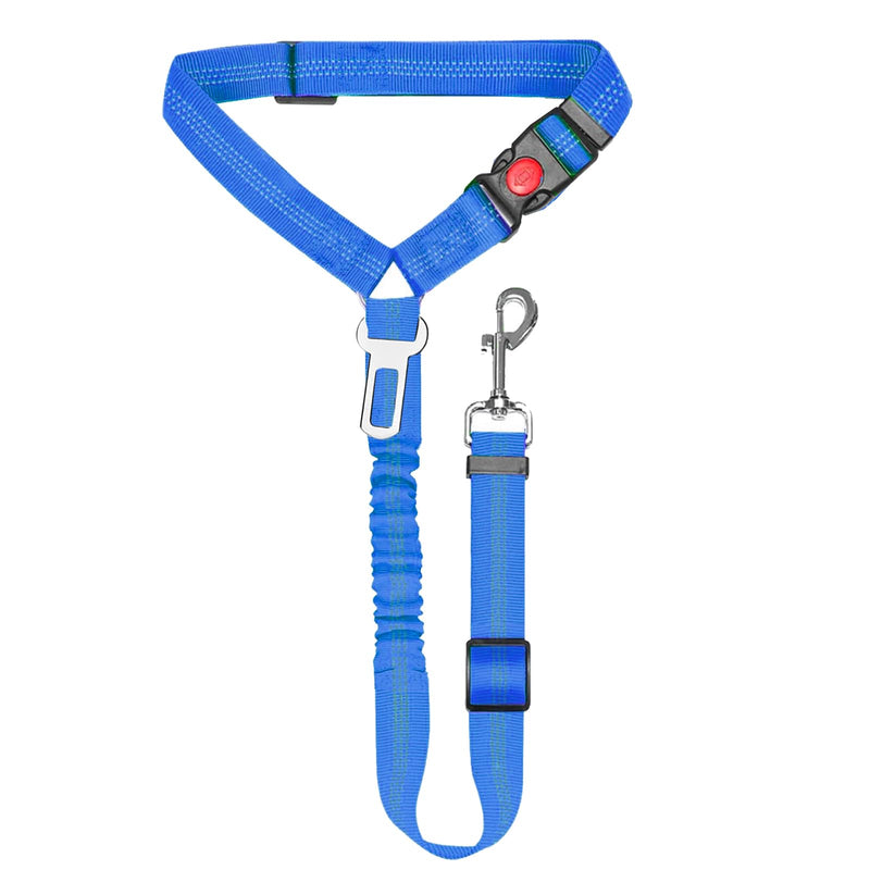 Removable Dog Seat Belt Harness for Car, 3 in 1 Pet Car Seatbelt Leash, Retractable Restraint Secures to Vehicle Headrest & Adjustable Reflective Dog Seatbelt Tether (Deep Blue, 1pcs) Deep Blue - PawsPlanet Australia