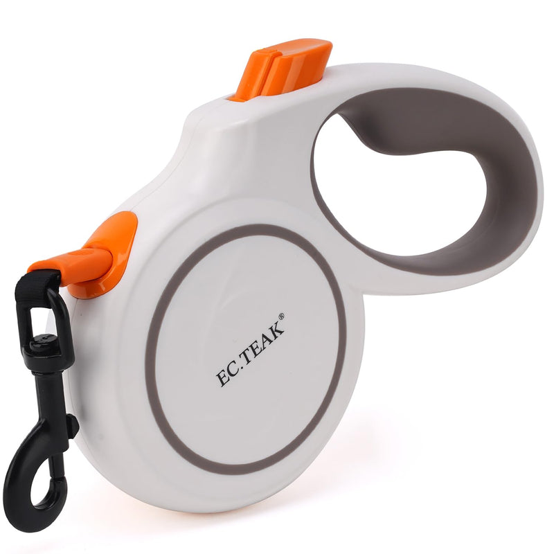 Retractable Dog Leash, 16 ft Strong Nylon Tape Lead for Pets up to 110lbs, 360° Tangle-Free & Anti-Slip Handle| | One-Handed Brake, Pause, Lock (Large, White) - PawsPlanet Australia