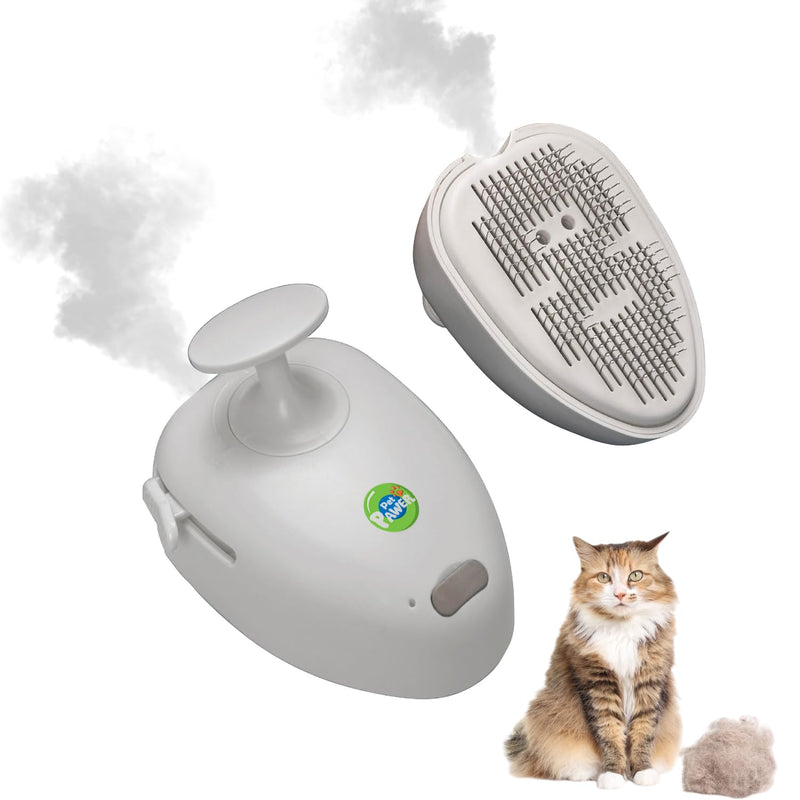 Cat Steam Brush for Shedding, 4 in 1 Rechargeable Steam Brush for Cats and Dogs, Anti-Static, Massage, Cleaning, Shedding & Combing All In One! White - Needle Bristles With Beads Standard - PawsPlanet Australia