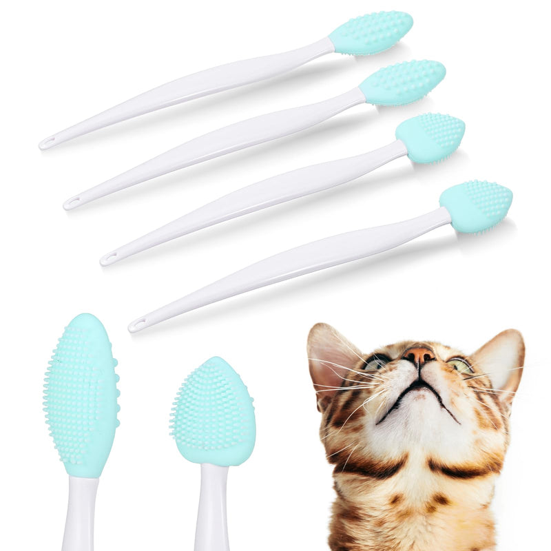 4Pcs Cat Acne Chin Treatment, Black Seed Brush Soft Silicone Cat Grooming Scraper Brush, for Cats Chin Acne & Blackhead Exfoliation, Double-sided Cat Brush 4Pcs - PawsPlanet Australia