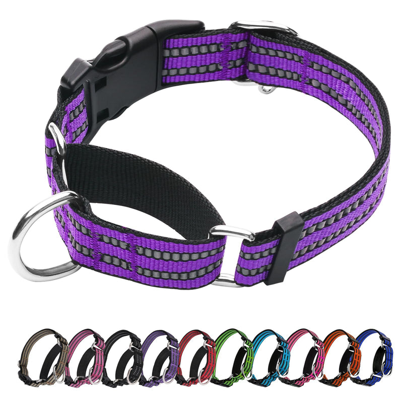 Martingale Dog Collar, Adjustable Nylon Reflective Collar with Quick Release Buckle (Real Purple, Medium) Real Purple - PawsPlanet Australia