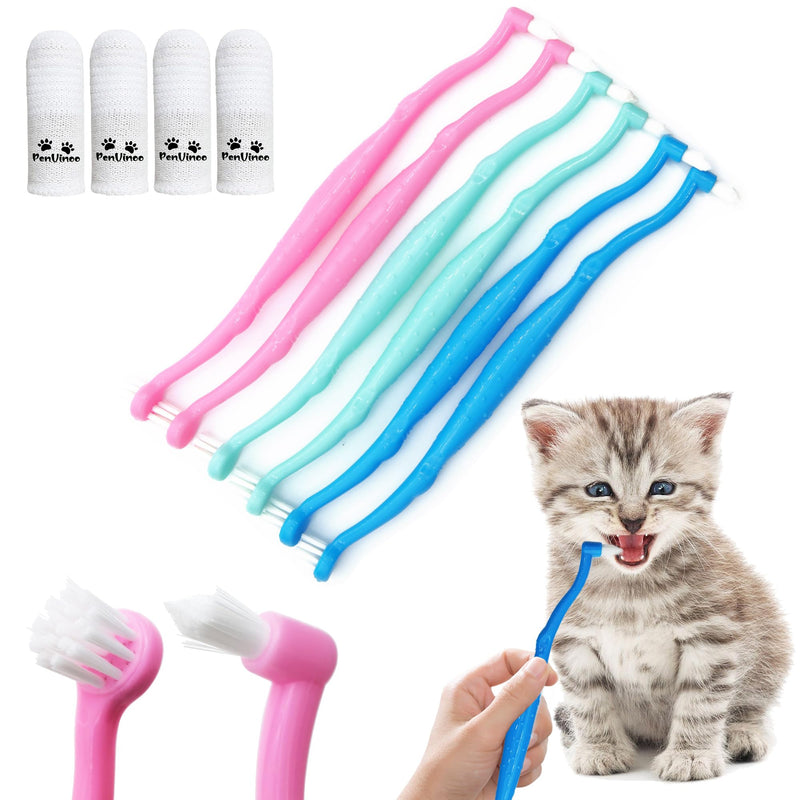 Dual Sided Cat Toothbrush Dog Toothbrush Finger Brush Micro Head, Suitable for Small to Large Dogs & Cats (White, Small) White 1 Count (Pack of 10) - PawsPlanet Australia