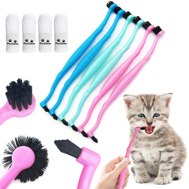 Dual Sided cat Toothbrush, Finger Toothbrush with Micro Head for Small to Large Dogs & Cats (Black, Small Round) - PawsPlanet Australia