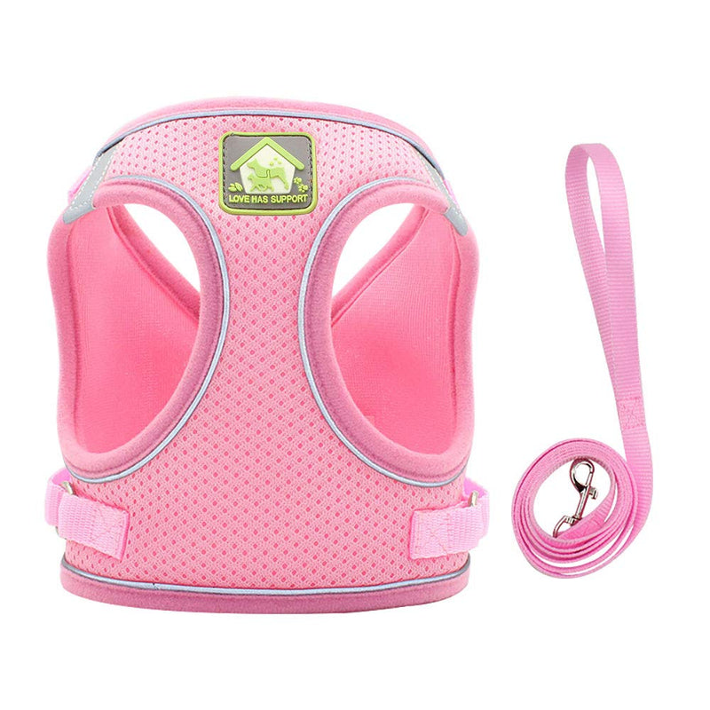 Dog Harness All Weather Small and Medium Dogs Leash Vest Harness with Super Breathable Mesh (Pink, Large (11-15.4 pounds)) Large (11-15.4 pounds) Pink - PawsPlanet Australia