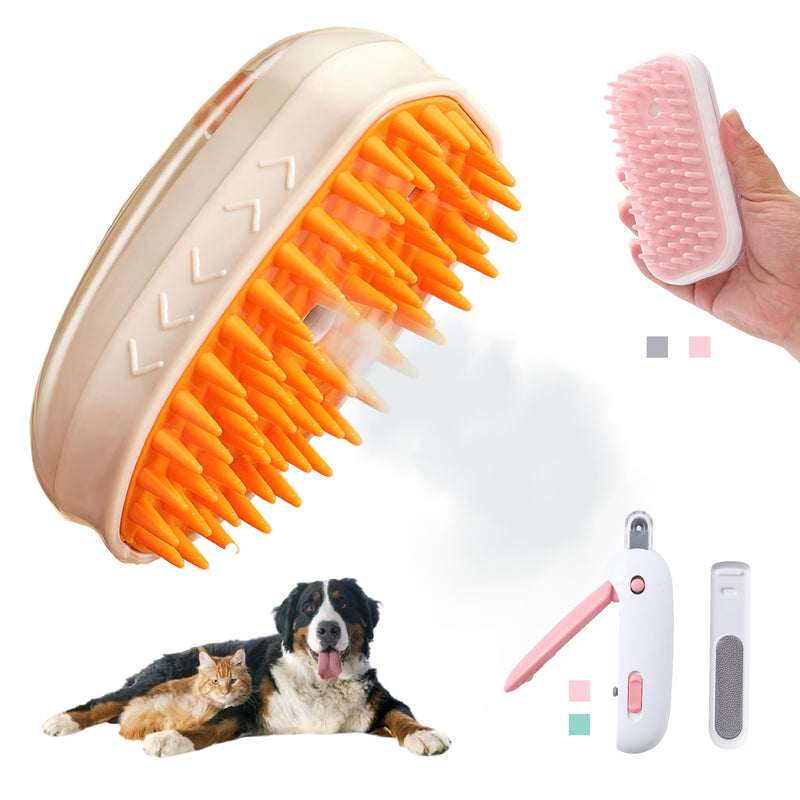 Spritz Defur Comb for Cats | Upgraded Electric Cloud Care Cat Brush | Steam Brush for Cats | Cat Nail Clippers with Safety Design | Pet Bath Brush with Gel Dispenser |3PCS Premium Grooming Supplies - PawsPlanet Australia