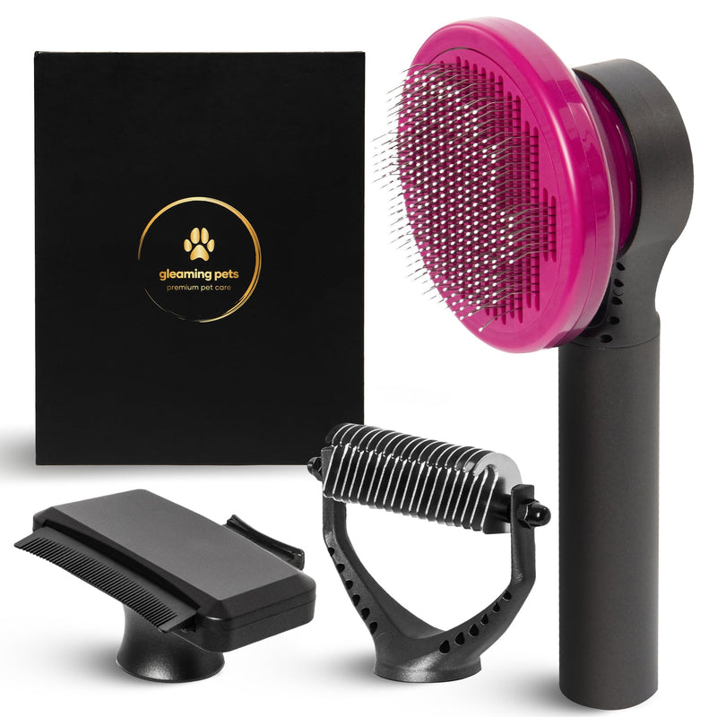Pet Grooming Comb for Dogs and Cats - Detangling, Dematting, and Massaging with Self-Cleaning Button - Pet Care, New Puppy Gift, New Kitten Gift, Pet Grooming, Luxury Pet Care, Undercoat Rake, Black - PawsPlanet Australia