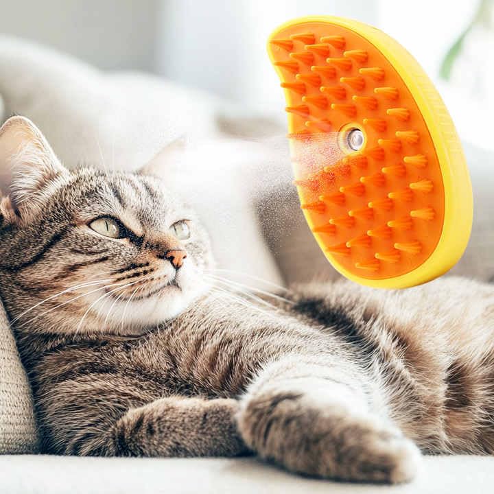 3-in-1 Rechargeable Pet Hair Brush: Massager, Steamy Comb & Self-Cleaning Mist Spray for Cats & Dogs - PawsPlanet Australia