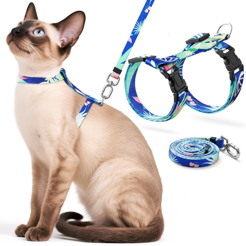 Cat Harness and Leash Set for Walking,Escape Proof Lightweight Soft and Comfortable,Adjustable Kitten Harness and Leash (Hawaii) Hawaii - PawsPlanet Australia