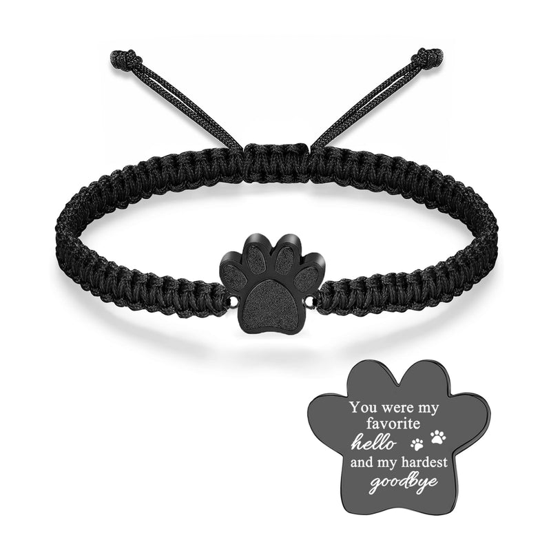 Cremation Jewelry Urn Bracelet for Ashes for Women Men of Loved Ones Cat Dog Paw Keepsake Memorial Rope Bracelet Black-you were - PawsPlanet Australia
