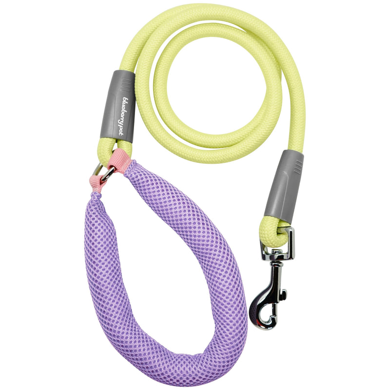 Blueberry Pet Dog Leash - Vibrant Mesh Puffer Handle, 4ft Rope Dog Leash in Yellow/Lilac Handle, Puppy Essentials, Dog Leashes for Large Dogs Heavy Duty, Gentle Leader for Dogs No Size Yellow&Lilac - PawsPlanet Australia