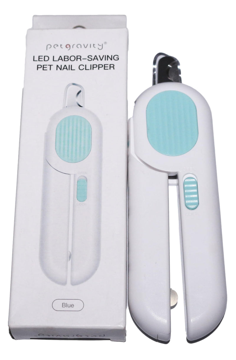 Safety Sensor Cat Dog Nail Clippers Trimmer Pet Nail Clippers with LED Light for Pet Claw Care Avoid Overcutting Free Nail File Razor Sharp Blade (Blue) Blue - PawsPlanet Australia