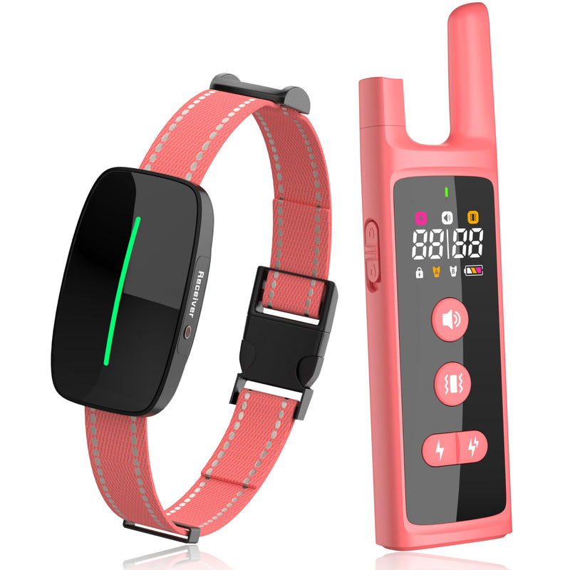 Dog Training Shock Collar 4300FT Dog Bark Collar with Remote IP67 Waterproof 4 Training Modes Beep Vibration Shock Light Mode Magnetic Charger Electric Dogs Collar 8-25 inches Double Shock Rose Bloom - PawsPlanet Australia