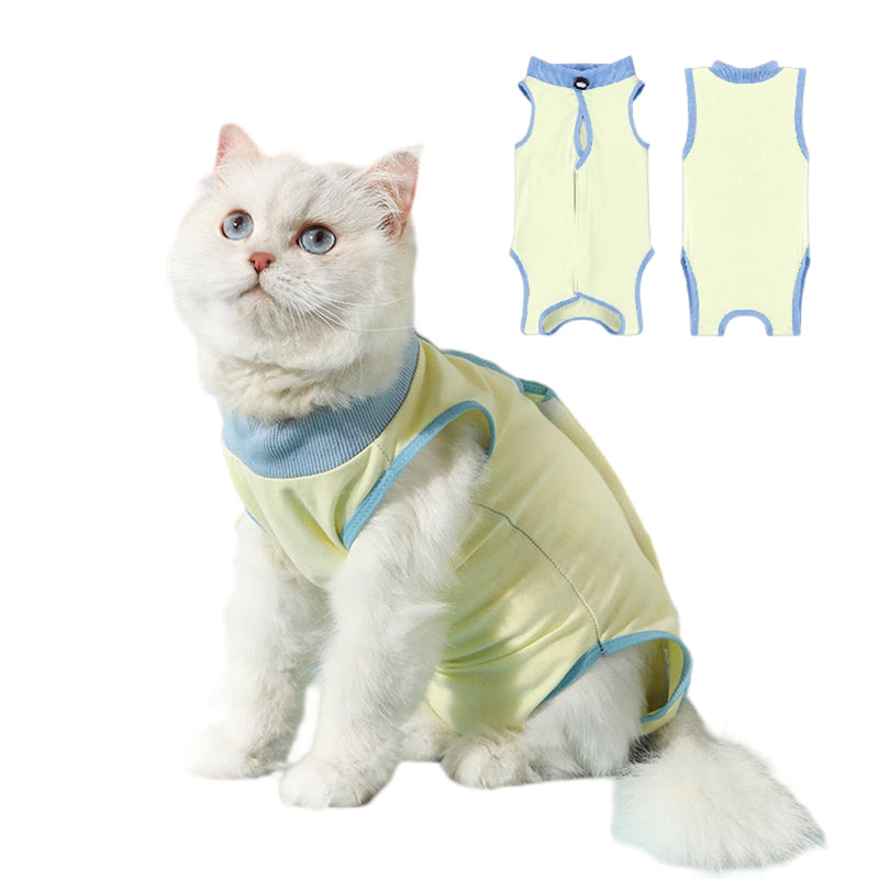 Cat Surgery Recovery Suit for Male Female Cat Onesie After Surgery Spay Surgical Abdominal Wound Skin Diseases E-Collar Alternative to Cone of Shame Kitten Body Post Suitical Yellow Medium - PawsPlanet Australia