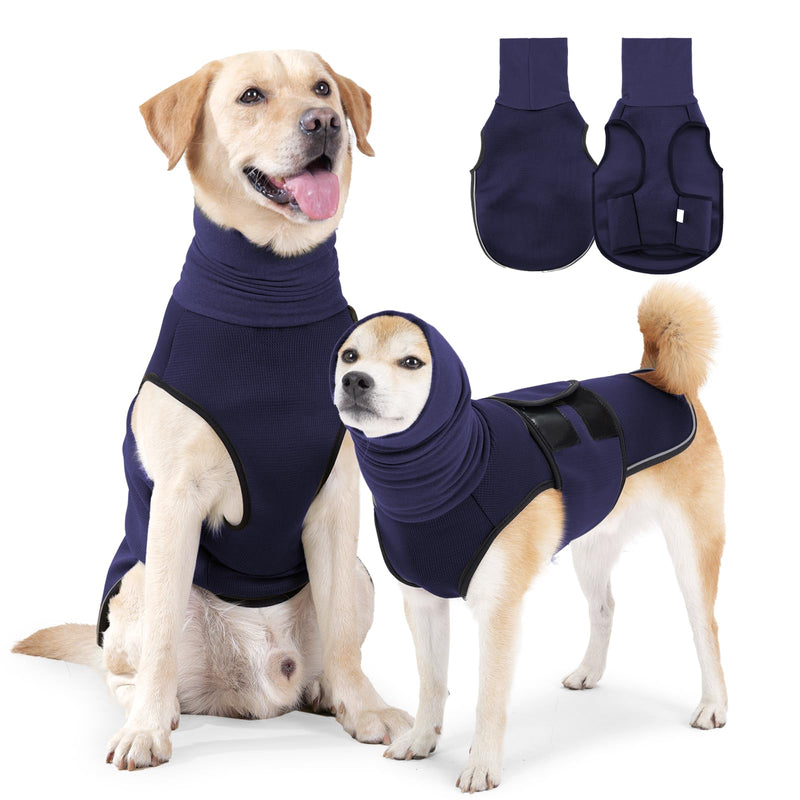 Dog Anxiety Jacket, Dog Shirt with Turtleneck, Breathable Calming Vest, Indoor and Outdoor Separated Pet Jacket (Navy Blue, Medium) Medium(Chest:18"-21") Navy blue - PawsPlanet Australia