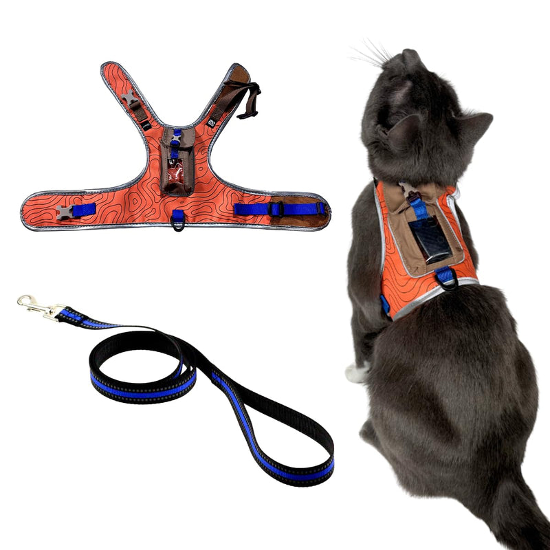 TRAVEL CAT The Pathfinder Cat Harness with GPS Tracker Pocket - Powered by Tractive Cat Harness Escape Proof - Walking Escape Proof Harness for Small, Large Cat, Kitten (Orange, Medium) Orange - PawsPlanet Australia
