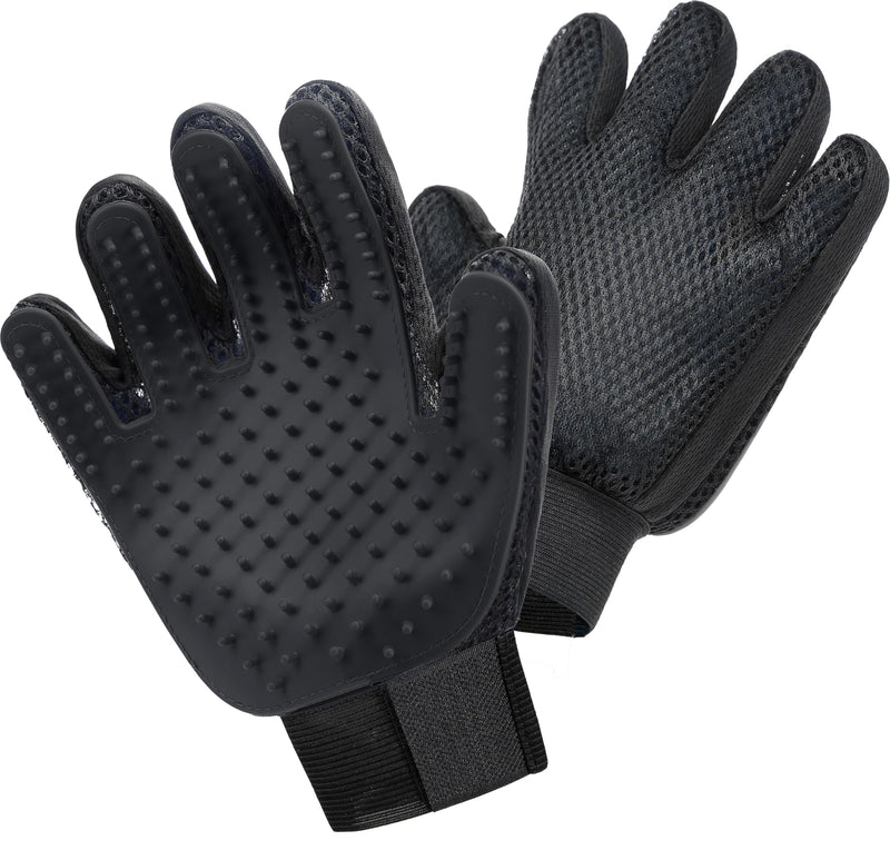 Maxpower Planet Pet Grooming Gloves for Dogs and Cats - Grooming Mitt for Dogs -Cat Gloves - Hair Removal Bruh - All Hair Types Black