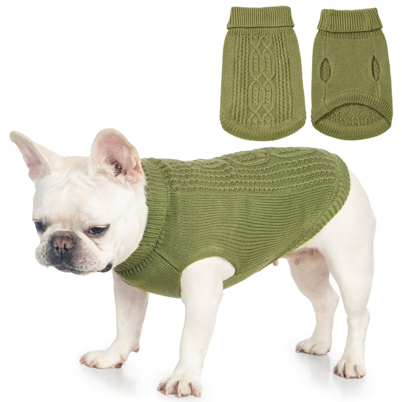 Cat Sweater Keep Your Pets Cozy, 16 Color Turtleneck Knitted Sleeveless Dog Sweater, Winter Outfits for Cats & Small Dogs During Cold Seasons(Olive Green, X-Large) Olive Green - PawsPlanet Australia