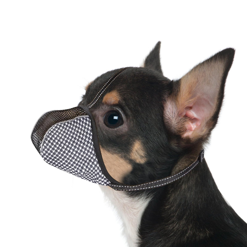 Dog Muzzle for Extra Small Dogs Soft Air Mesh Muzzles Anti & Prevent Biting Chewing Barking Reflective Ajustable Full Coverage Dog Mouth Guard Cover for Grooming Scavenging Black XS - PawsPlanet Australia