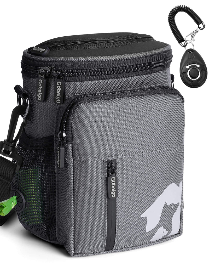 Gobeigo 【8 Cup Dog Treat Pouch 【3 Ways to Wear 】 Treat Bag for Training & Walking, Built-in Poop Bag Dispenser, Large Phone Friendly (Gray & Black) Gray/Black - PawsPlanet Australia