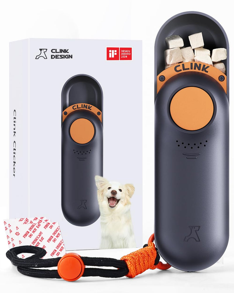 Clink Design Clicker Dog Trainer & Dog Treat Pouch Alternative Dual Use 2 in 1 Dog Clicker for Training - Durable, Light (2.36 oz), Easy to Clean & Handle, Fast to Fill, Innovative Design, Black - PawsPlanet Australia