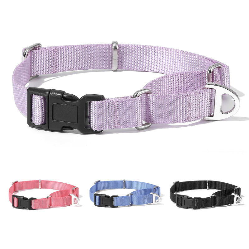 Rttochfy Martingale Dog Collars, Adjustable Nylon Dog Collar with Quick Release Buckle, No Choke Dog Training Collar for Small Medium Large Dogs (Purple, L) Purple - PawsPlanet Australia