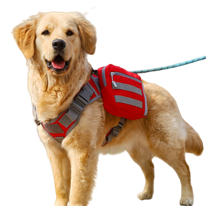 x Jumahe Dog Hiking Backpacks, for 85-125 lbs Large - Giant Dogs, Dog Hiking Back Pack, 5 Adjustable Buckles, Large Capacity 2 Spacious Side Bags, Breathable Waterproof Fabric (Red) Red Giant (Chest Girth 29"-38") - PawsPlanet Australia