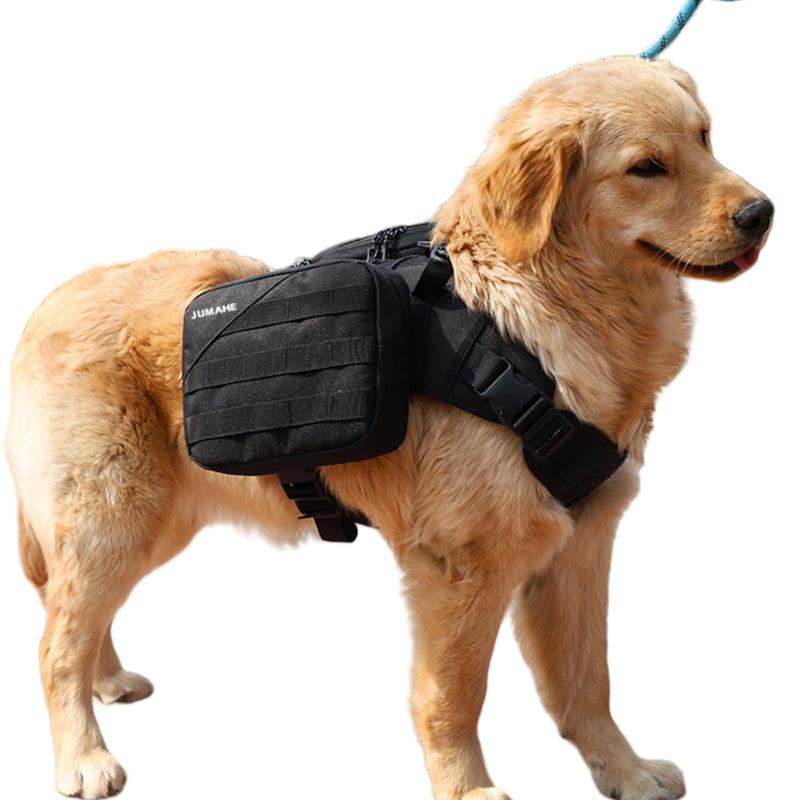 Dog Hiking Backpacks, for 85-125 lbs Large - Giant Dogs, Dog Hiking Back Pack, 5 Adjustable Buckles, Large Capacity 2 Spacious Side Bags, Breathable Waterproof Fabric (Black) - PawsPlanet Australia