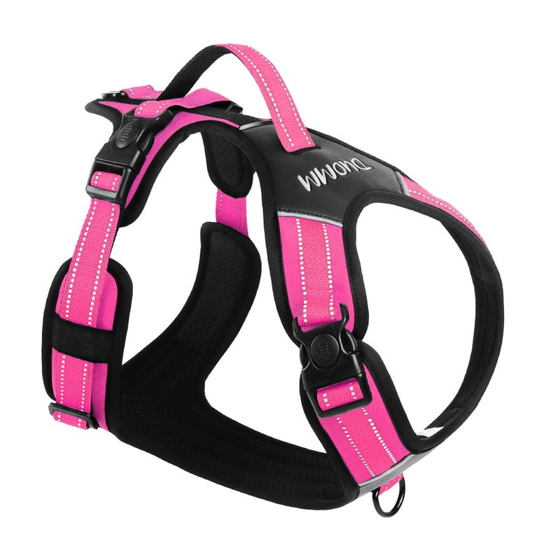 No Pull Dog Harness with Handle - Adjustable Reflective Tactical Vest for Medium & Large Dogs - Comfort Fit Padded Vest for Walking, Hiking, Training - Night Safety (Rose, Medium) Rose - PawsPlanet Australia