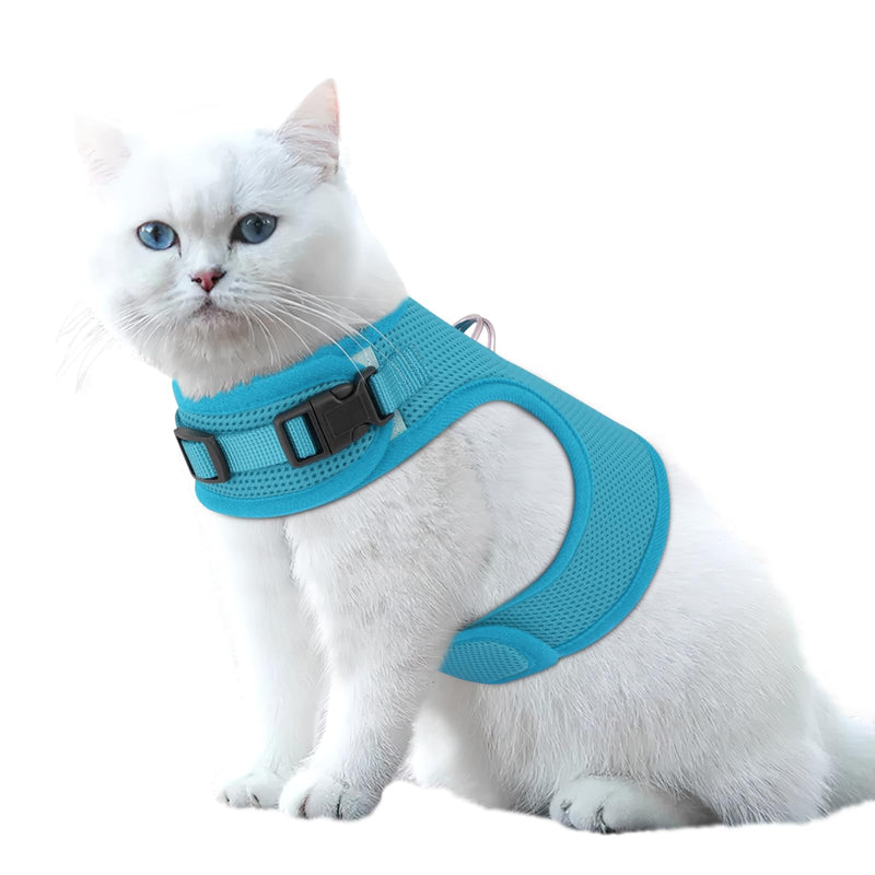 MoNiBloom Soft Cat Harness for Walking Escape Proof and Travel, Kitten Adjustable Breathable Vest Harness - Sky Blue, M - PawsPlanet Australia