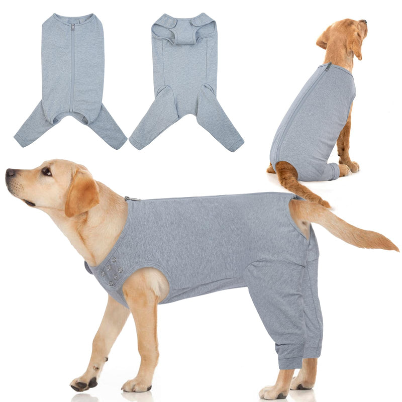 IDOMIK Dog Recovery Suit,Thigh Wound Protective Sleeve for Dogs,Anti Licking Dog Rear Leg Sleeve,Male Female Dog Surgical Clothes,Dog Surgical Suit with Pants Cover,Cone Collar Alternative,Grey,XL XL(Chest Girth:27.56") Grey - PawsPlanet Australia