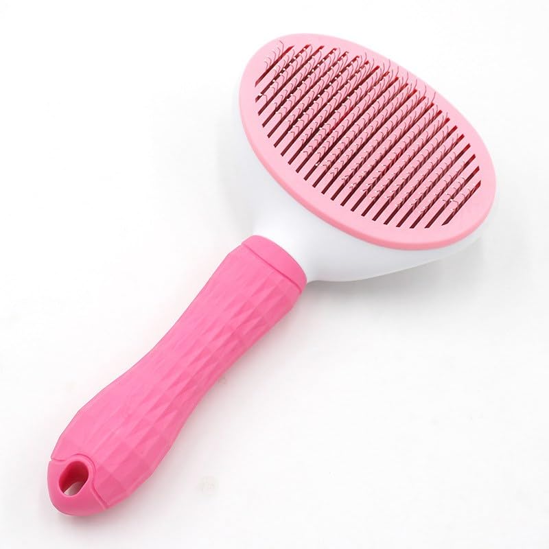Self-Cleaning Pet Grooming Brush – Stainless Steel Slicker Brush for Dogs, Cats, Rabbits & Small Pets – Ideal for Shedding, Tangles, and Mats – Perfect for Short & Long Hair Breeds by (Pink) Pink