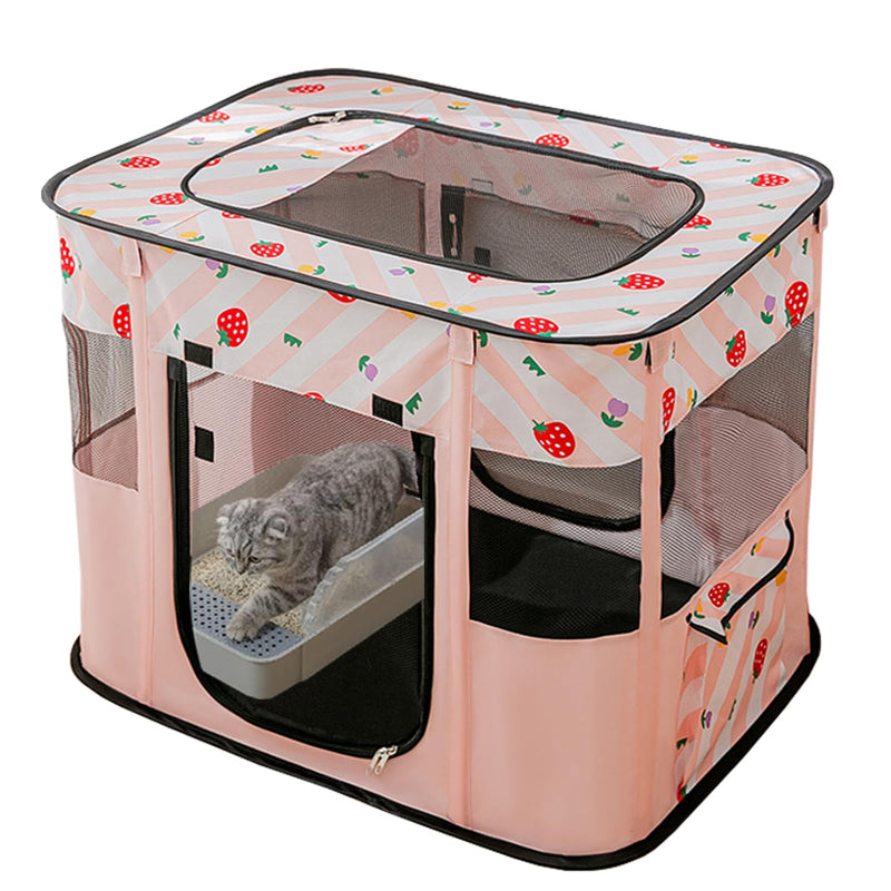 Portable Pet Cat Playpen,Cat Cages Indoor Collapsible Dog Crates Tent Kennel Playpen for Dogs Cat and Rabbit Travel Dog Playpen Indoor & Outdoor (Small?27.6" L x 21.7" W x 17.7" H?, Pink) Small?27.6"L x 21.7"W x 17.7"H?