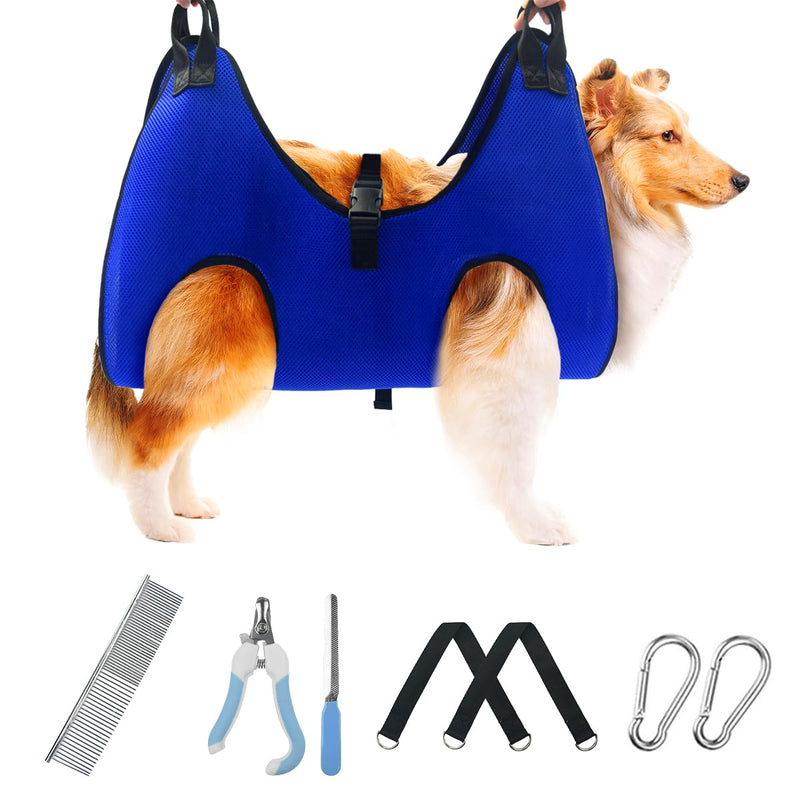 Pet Dog Grooming Hammock for Nail Trimming,Dog Restraint Hanging Harness for Nail Clipping,Dog Grooming Sling for Large Dogs with Nail Clippers/Nail File/Pet Comb,Claw Care(XL for 60lb) XL for 60 LB - PawsPlanet Australia