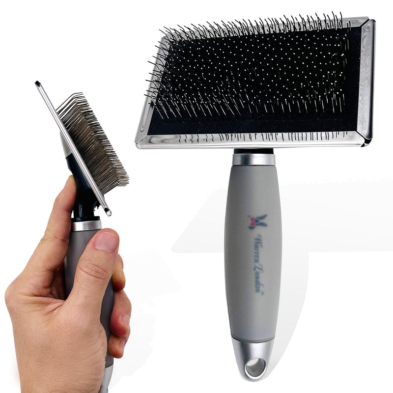 Warren London Gel-Handle Slicker Brush for Dogs | Long & Strong Pin Bristles | Doodle Brush Ideal for Thick & Long Fur | Comfortable Grooming Tool - PawsPlanet Australia