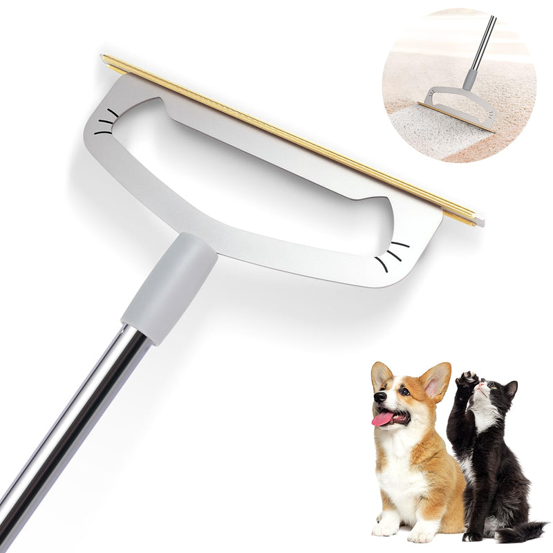 Dog Hair Remover Rake for Carpets - Premium Pet Hair Removal Tool, XL Carpet Rake & Cat Fur Scraper with Extra Long Handle for Rugs, Furniture, and Car Interiors - PawsPlanet Australia