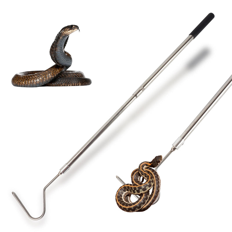 Snake Hook, Stainless Steel Extensible snake grabber tool, 33 inch Sturdy snake Catcher Handling Stick Trap Tool Tong for Herpetologists, Wildlife control personnel, Wranglers, Removal Experts - PawsPlanet Australia