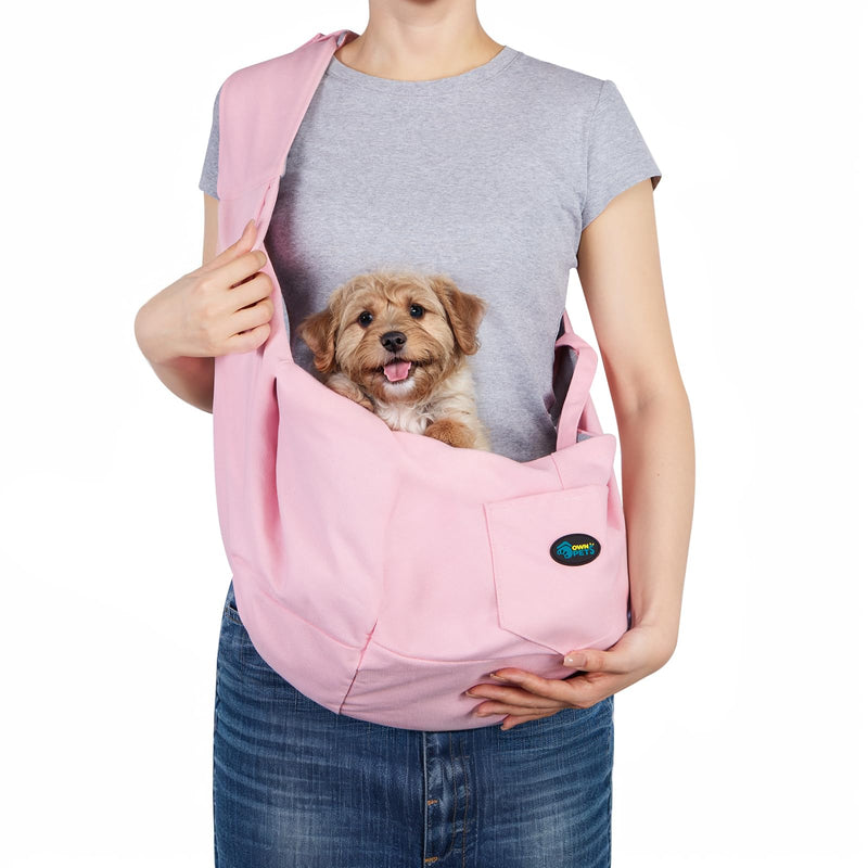 OWNPETS Pink Pet Sling Carrier, Pet Sling Carrier Bag Safe,Fit 10~15lb Cats&Dogs, Comfortable, Adjustable, Perfect for Daily Walk, Outdoor Activity and Weekend Adventure - PawsPlanet Australia