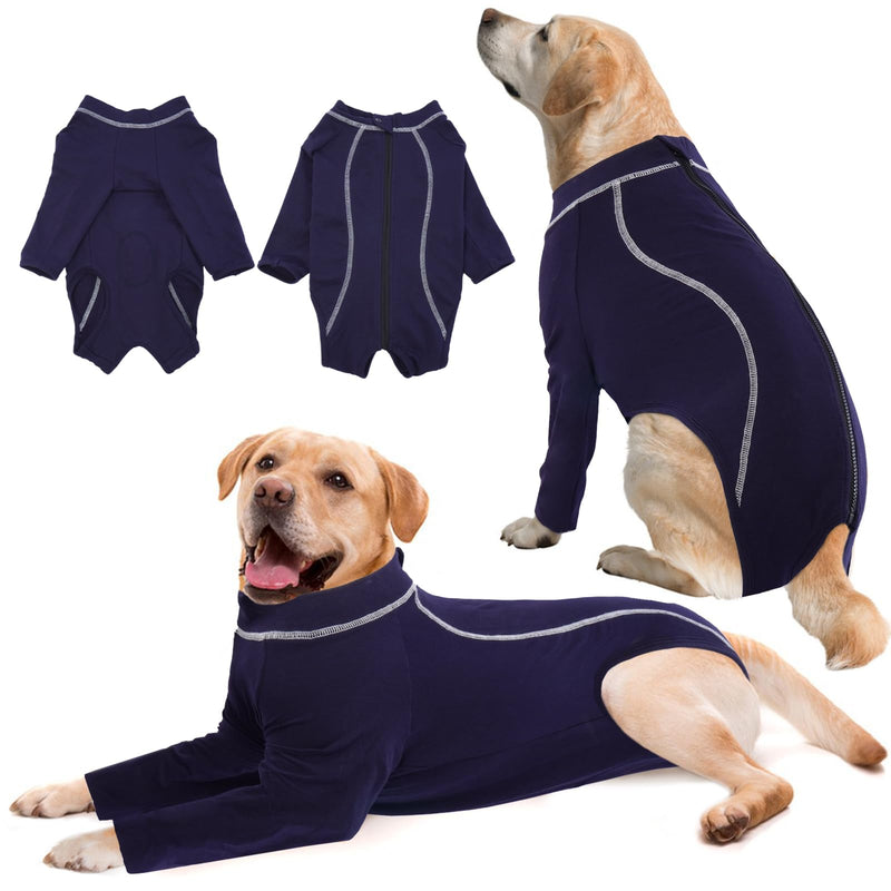 ROZKITCH Dog Surgery Recovery Sleeve for Front Legs, Anti-Lick Wound Protector with Zipper, Dog Elbow Brace for Joint Care, ACL/CCL Sprain, Arthritis, Post-Op Suit, Cone Collar Alternative Blue 2XL 2XL(Chest: 32.2"; Back:21.2") - PawsPlanet Australia