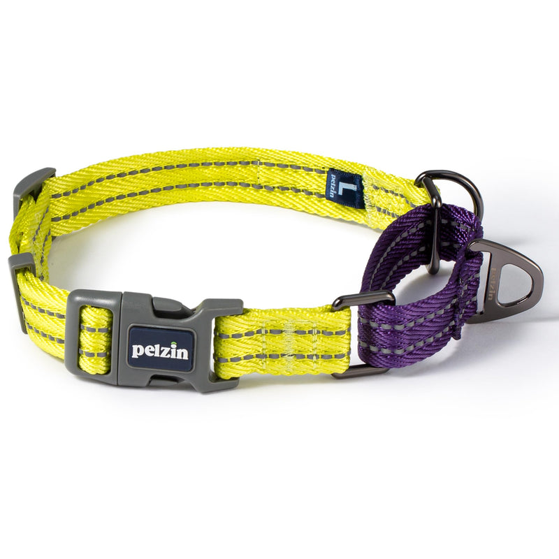 Martingale Collar for Large Dogs, Reflective No Pull Dog Collar with Quick Snap Buckle, Heavy-Duty Thick Slip Collar, Purple/Lime Green Large (Neck: 12"- 20") Lime Green / Purple